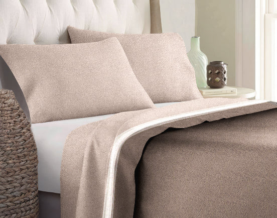 Set lenzuola in Flanella con Trattamento Antipilling - Micromaculato Beige
