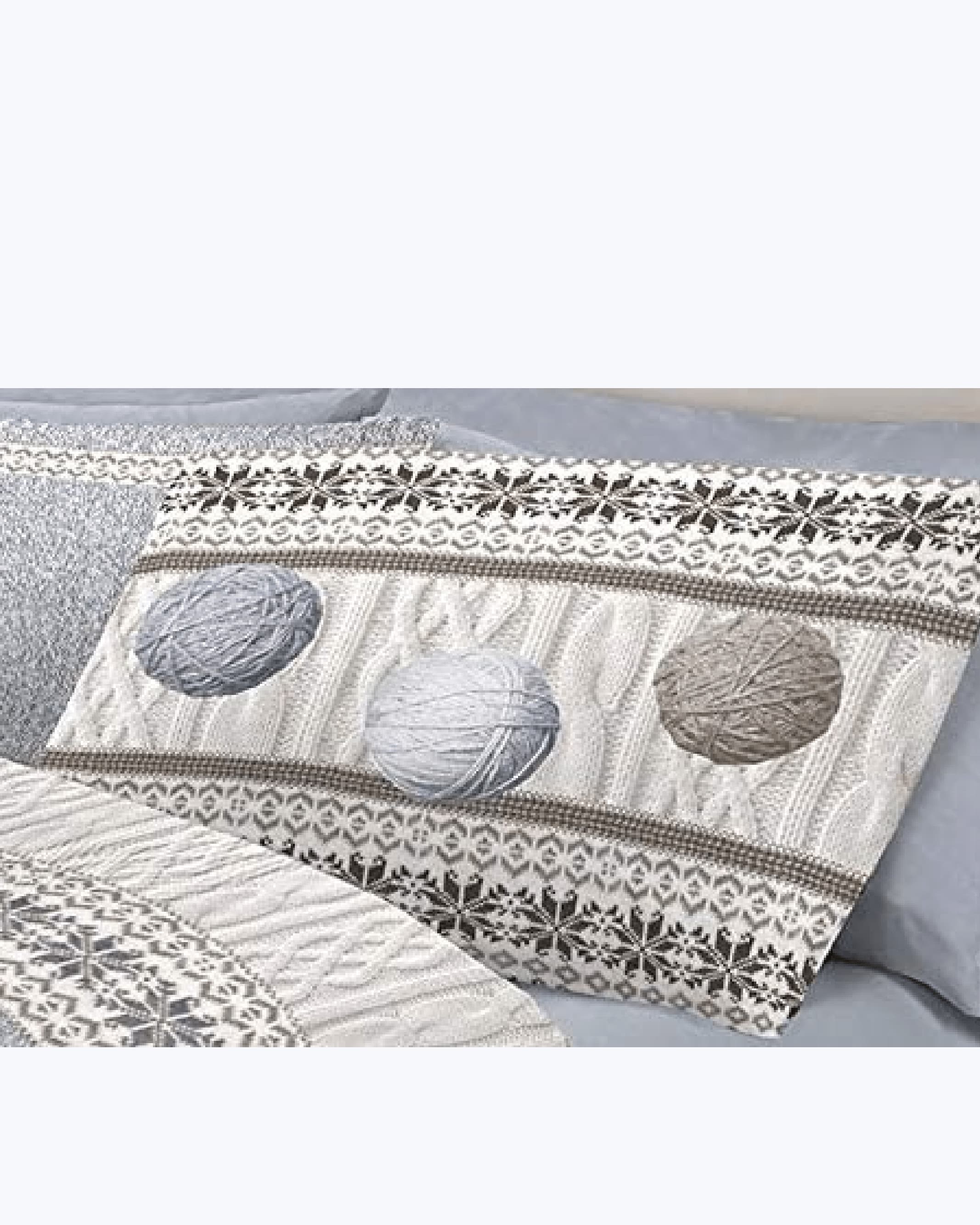 Set Lenzuola Letto in Cotone Made in Italy - Completo Letto Stampa Gomitoli