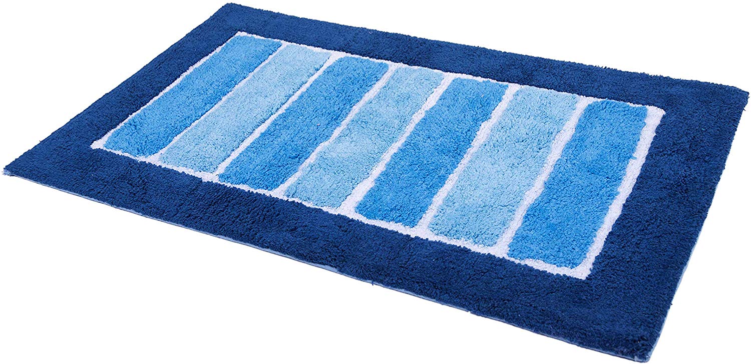 Tappetino Bagno Colorato in Morbido Pelo Lungo ed Righe in Rilievo