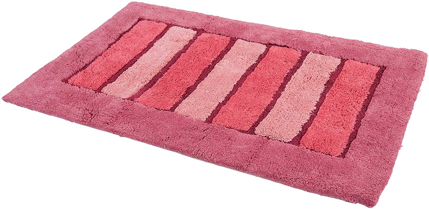 Tappetino Bagno Colorato in Morbido Pelo Lungo ed Righe in Rilievo