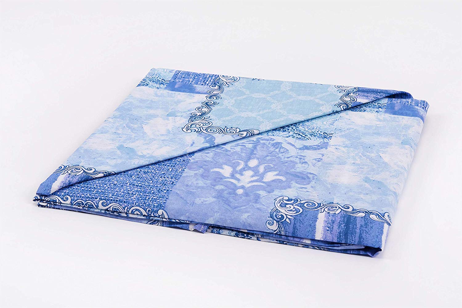 Set Lenzuola in Cotone / Completo Letto Fantasia Patchwork Blu