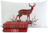 Set Lenzuola Letto in Cotone Made in Italy - Completo Letto Tartan con Cervi