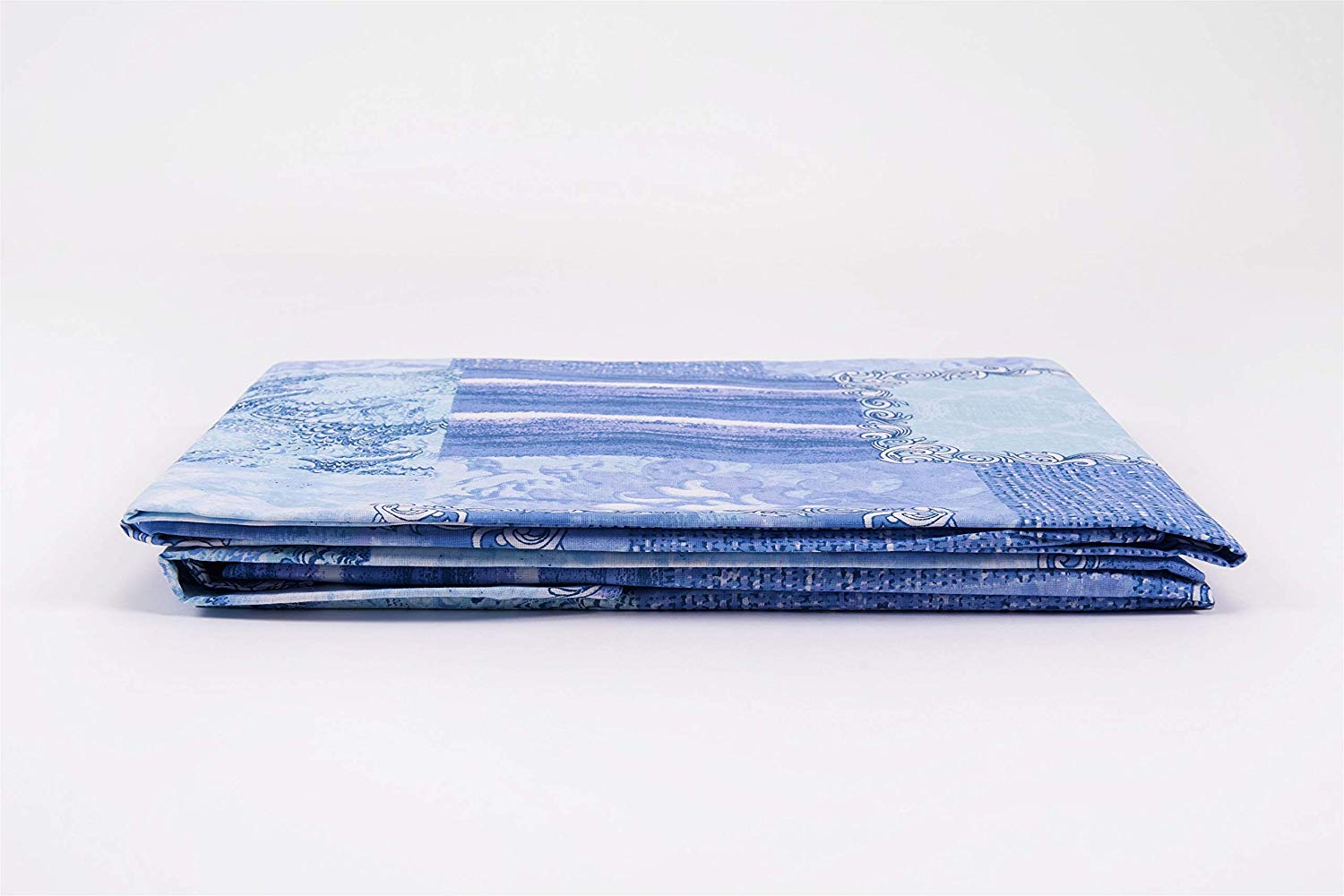 Set Lenzuola in Cotone / Completo Letto Fantasia Patchwork Blu