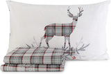 Set Lenzuola Letto in Cotone Made in Italy - Completo Letto Tartan con Cervi