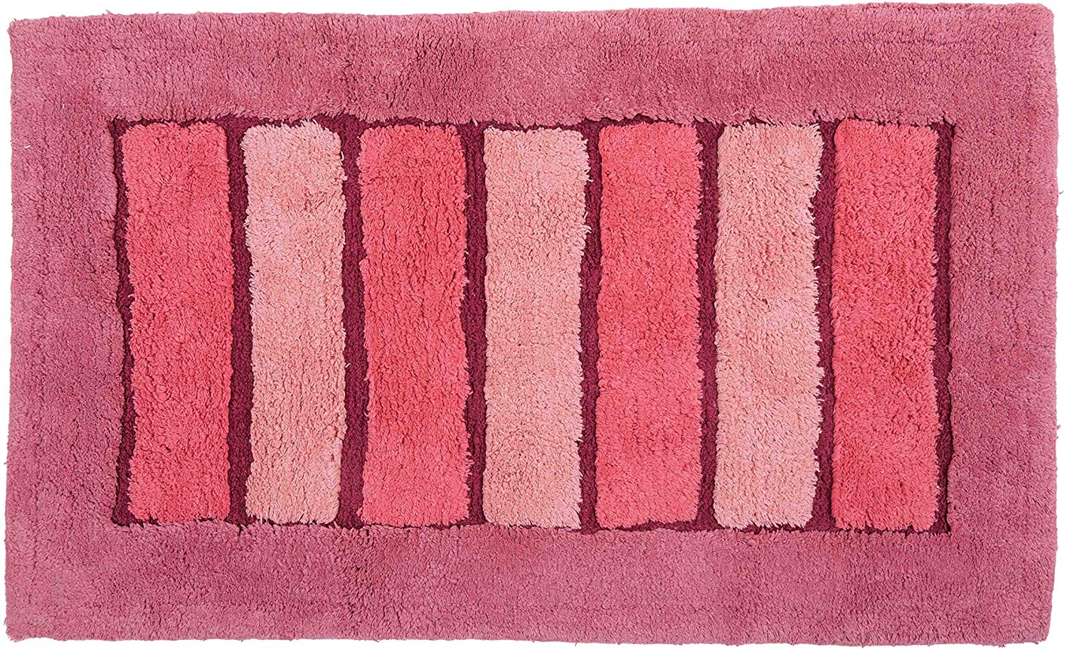 Tappetino Bagno Colorato in Morbido Pelo Lungo ed Righe in Rilievo