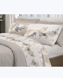 Set Lenzuola Letto in Cotone Made in Italy - Completo Letto Stampa Aeroplani Beige
