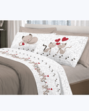 Set Lenzuola Letto in Cotone Made in Italy - Completo Letto Stampa Gattini Beige