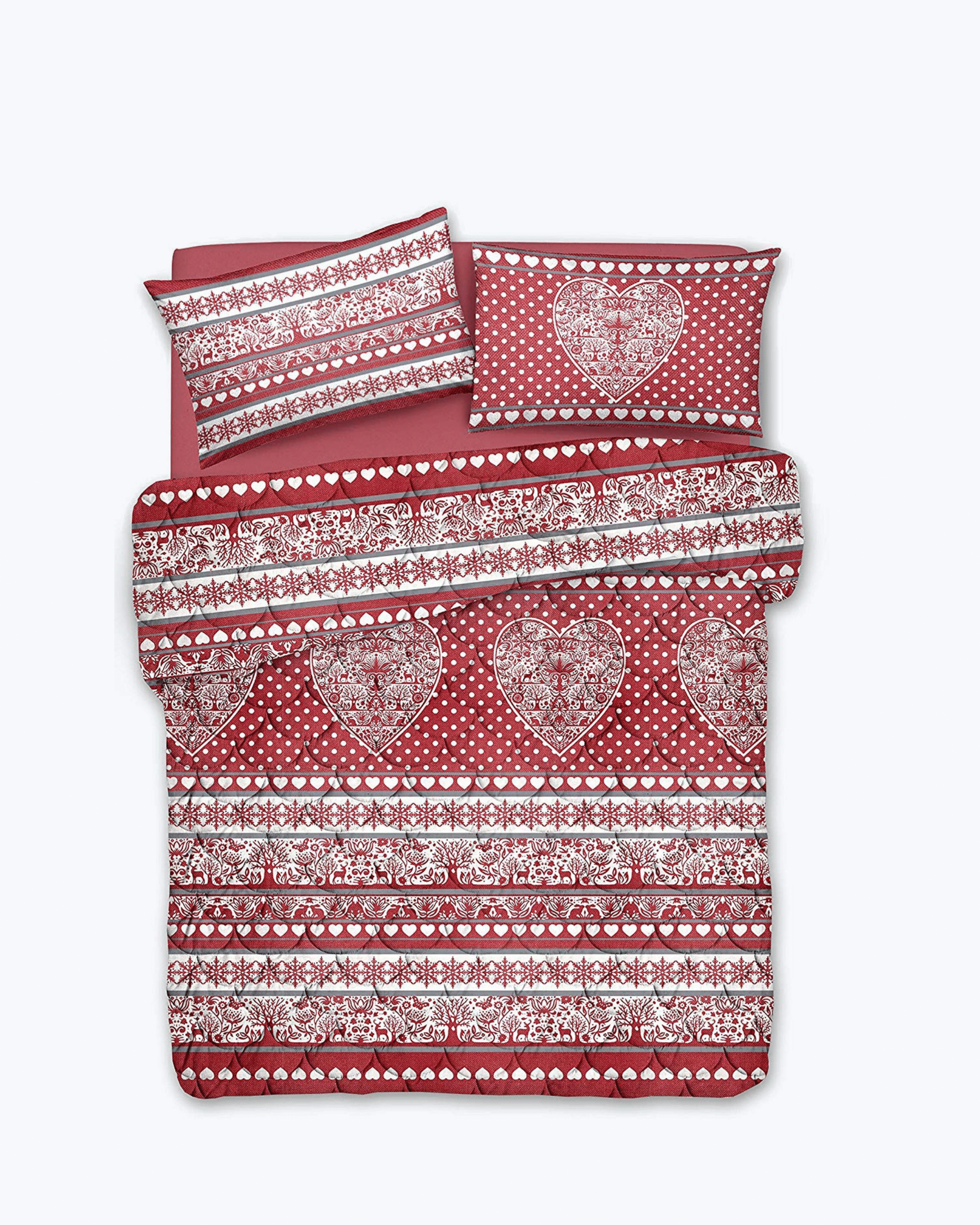 Piumone Matrimoniale/Singolo / 1 Piazza e Mezza Invernale - Piumone Letto Autunno/Inverno in Cotone - Calda Trapunta Imbottita Misure Rosso