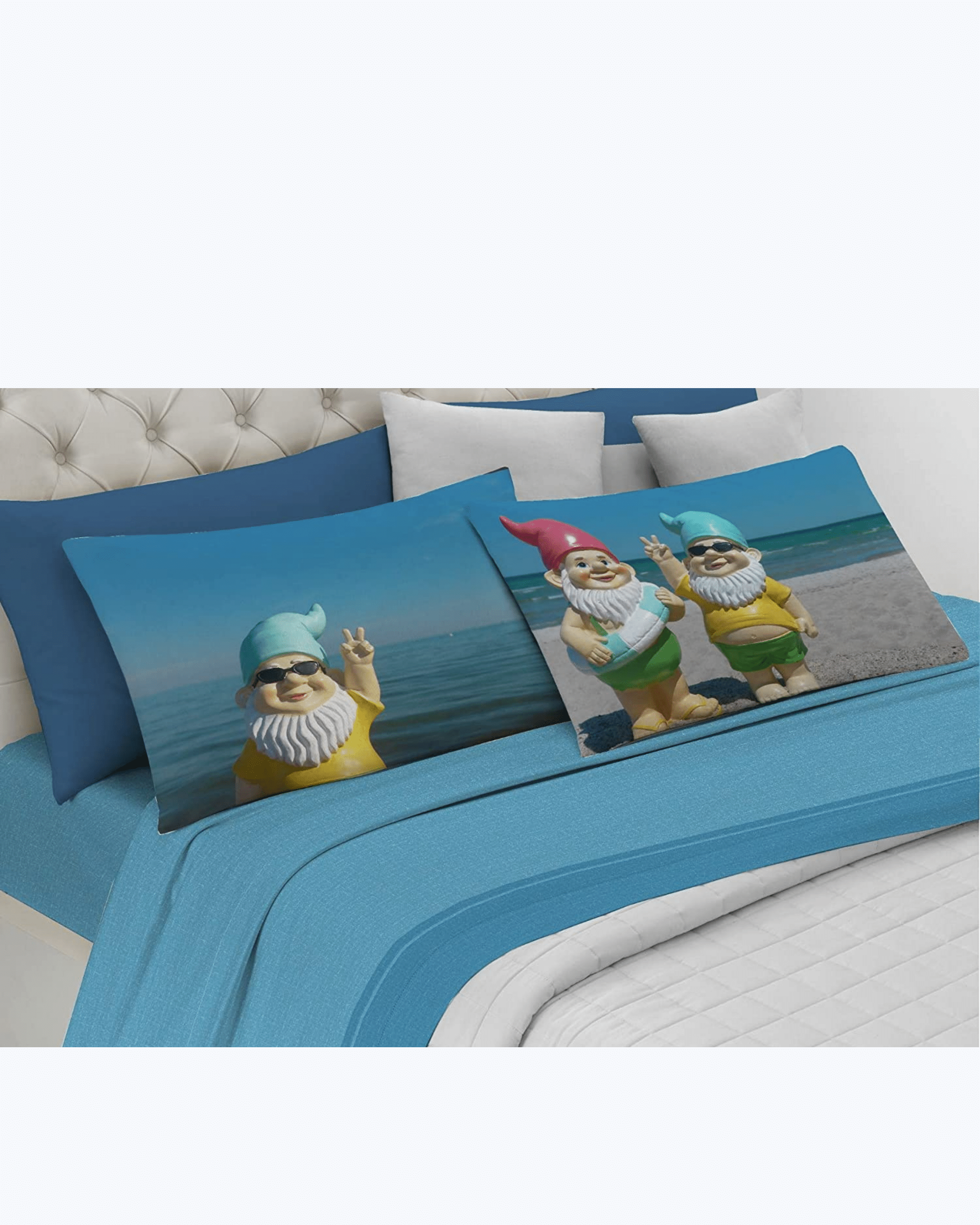 Set Lenzuola Letto Matrimoniale 100% Cotone Made in Italy - Occhioni di Cucciolo Gnometti 2 Piazze