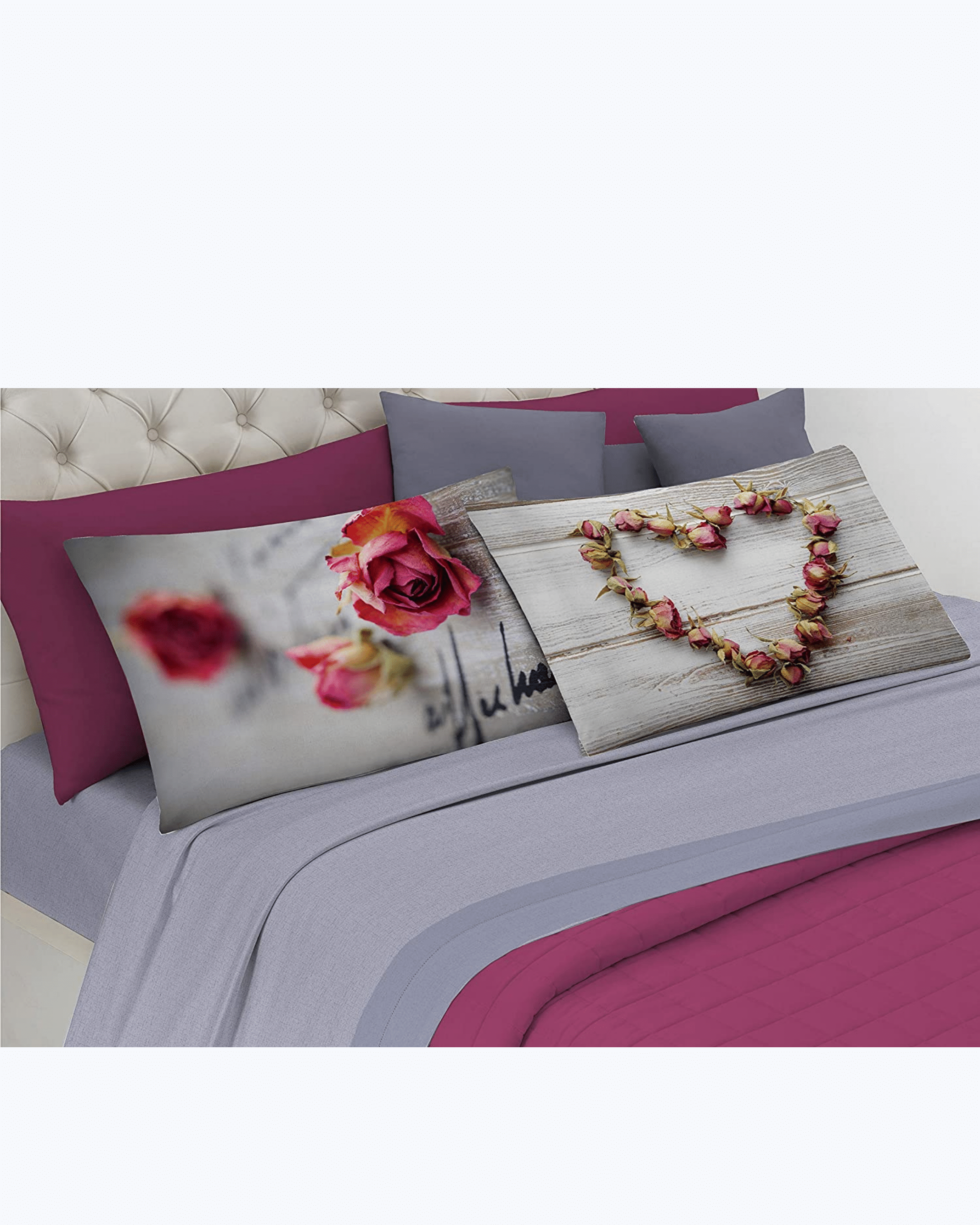 Set Lenzuola Letto Matrimoniale Made in Italy - Fantasia Rose Rose 2 Piazze