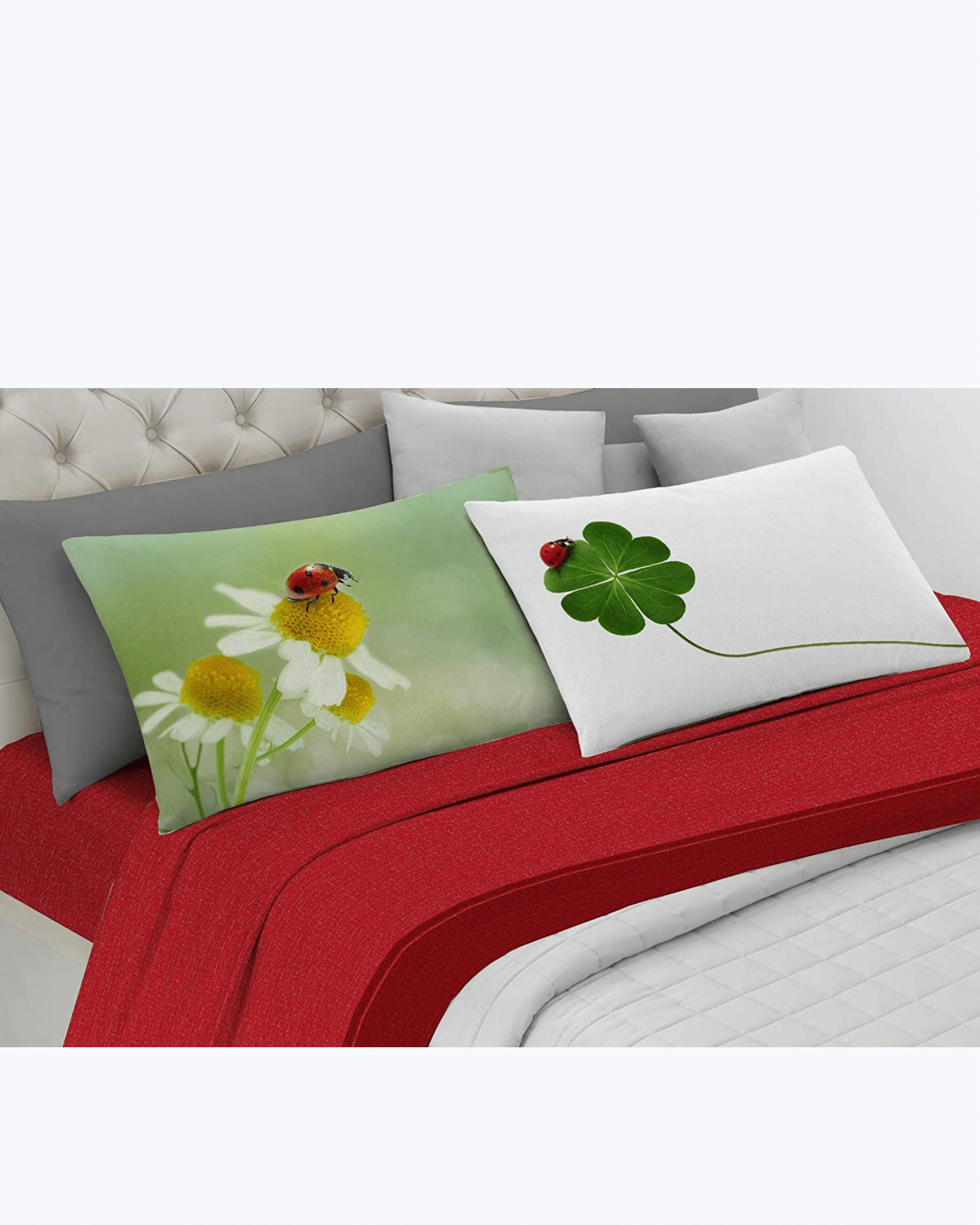 Set Lenzuola Letto Matrimoniale Made in Italy - Quadrifoglio e Coccinella