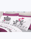 Set Lenzuola Letto in Cotone Made in Italy - Completo Letto Stampa Gattini
