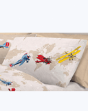 Set Lenzuola Letto in Cotone Made in Italy - Completo Letto Stampa Aeroplani