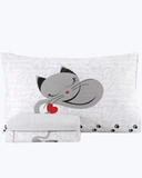 Set Lenzuola Letto in Cotone Made in Italy - Completo Letto Stampa Gattini