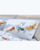 Set Lenzuola Letto in Cotone Made in Italy - Completo Letto Stampa Aeroplani