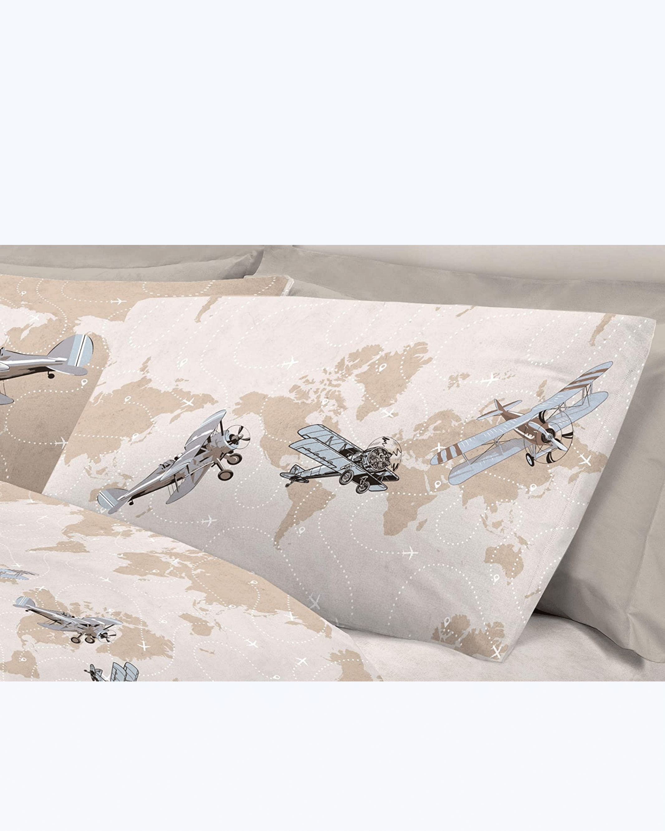 Set Lenzuola Letto in Cotone Made in Italy - Completo Letto Stampa Aeroplani