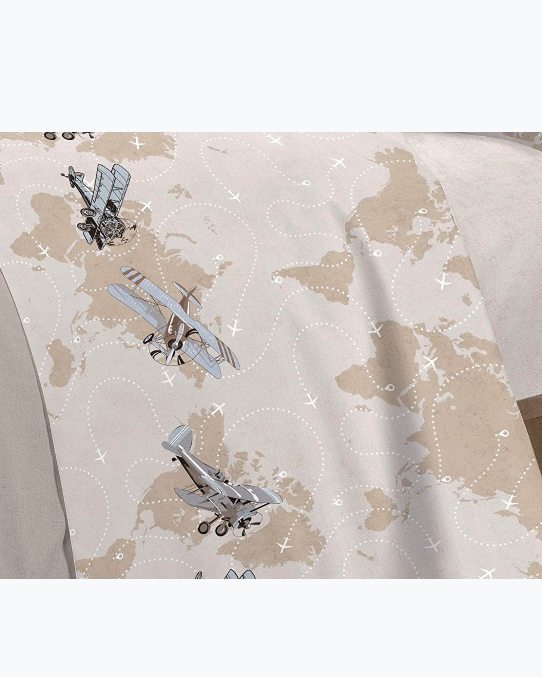 Set Lenzuola Letto in Cotone Made in Italy - Completo Letto Stampa Aeroplani