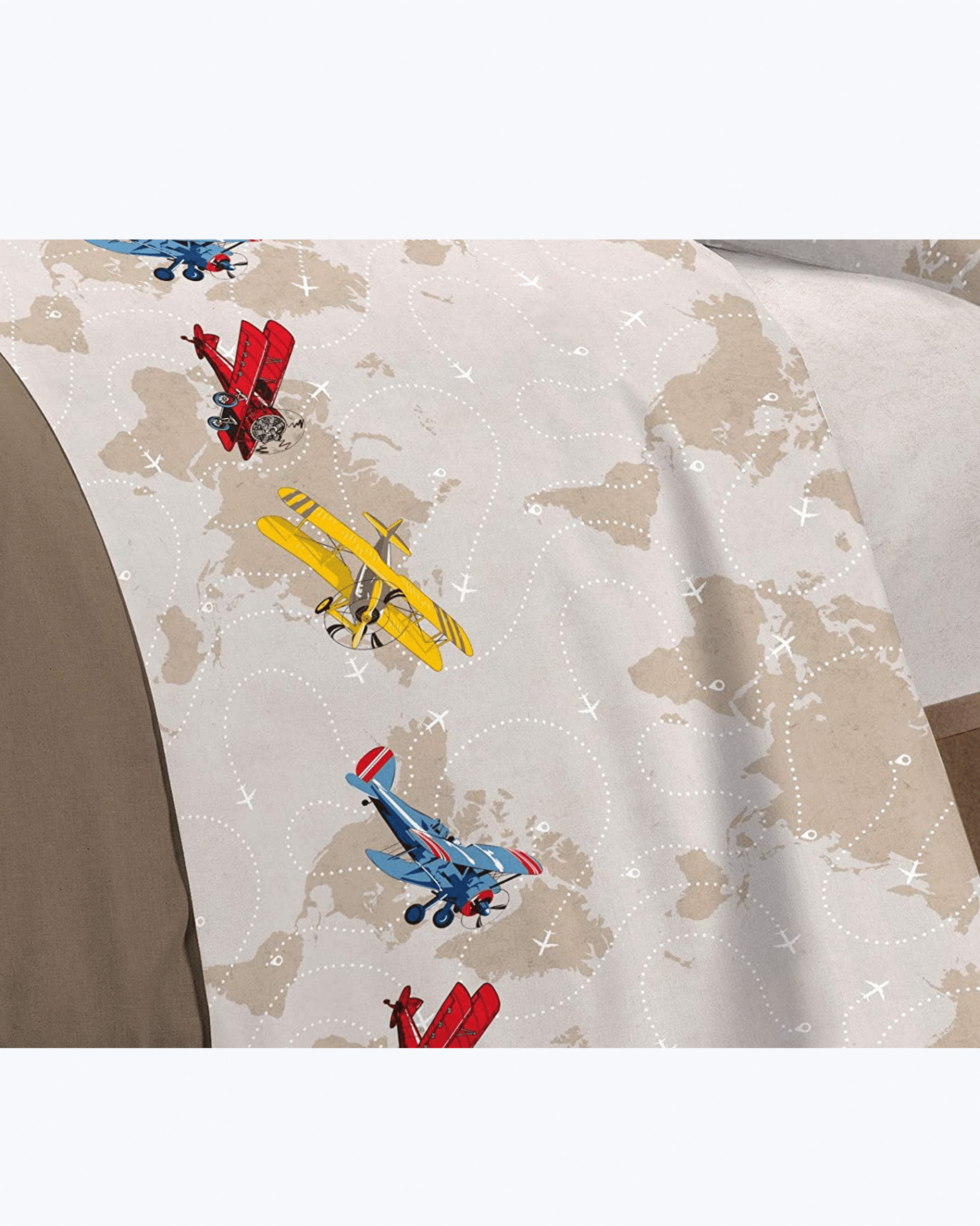 Set Lenzuola Letto in Cotone Made in Italy - Completo Letto Stampa Aeroplani