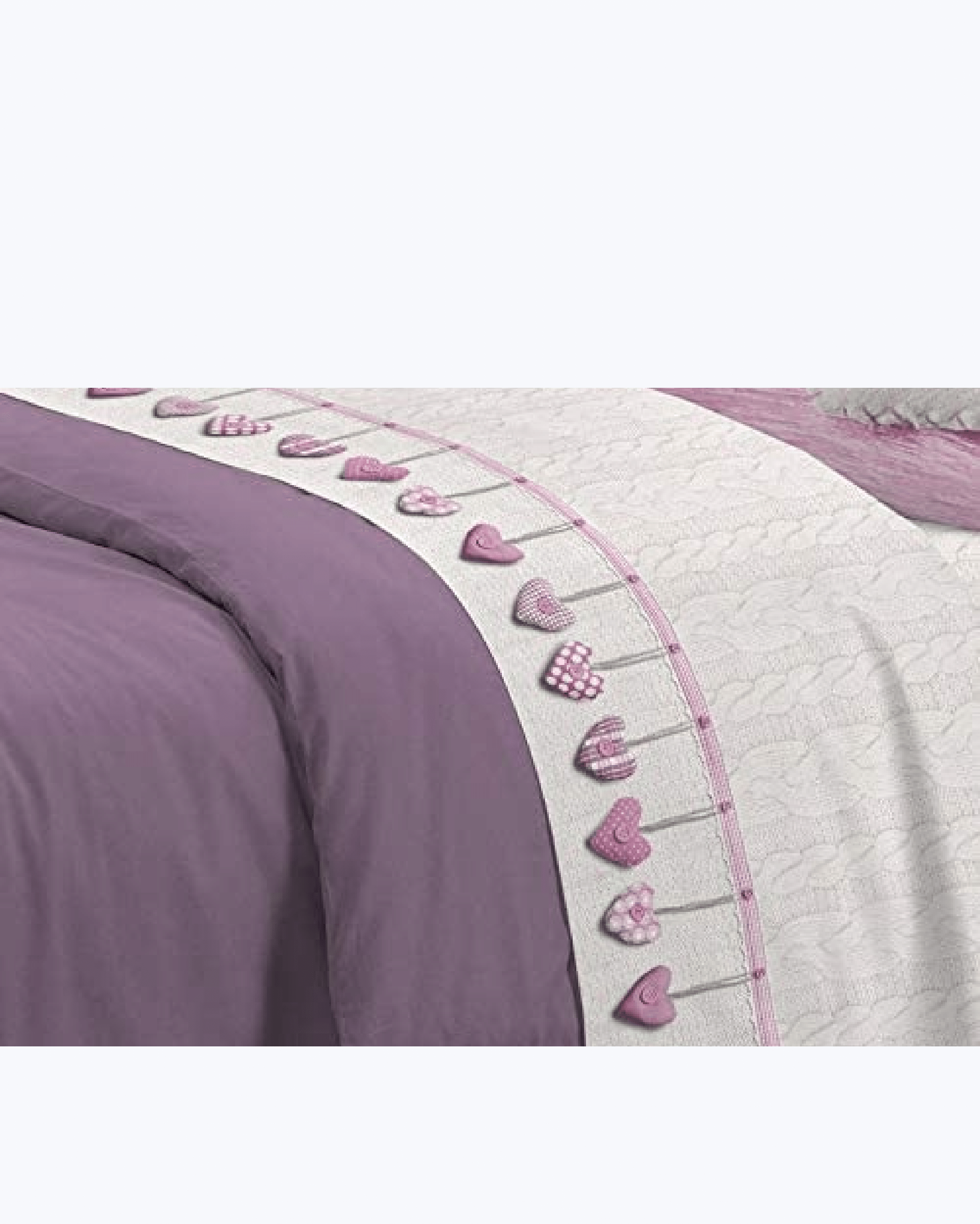 Set Lenzuola Letto in Cotone Made in Italy - Completo Letto Stampa Cuori Appesi