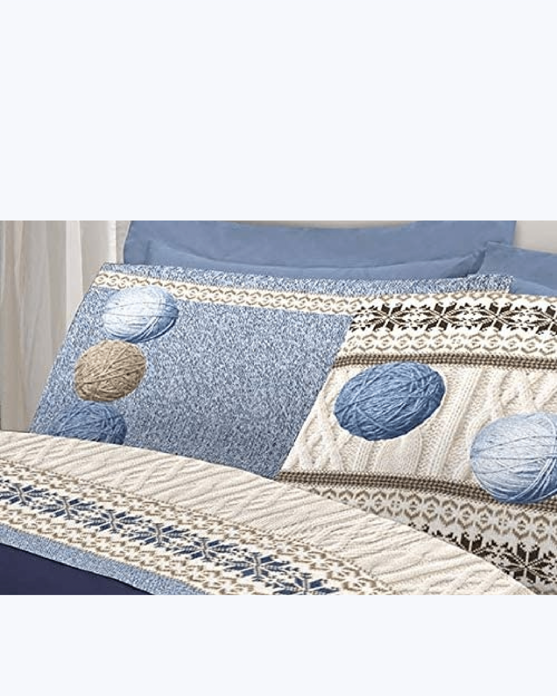 Set Lenzuola Letto in Cotone Made in Italy - Completo Letto Stampa Gomitoli