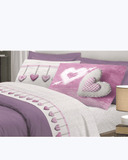 Set Lenzuola Letto in Cotone Made in Italy - Completo Letto Stampa Cuori Appesi