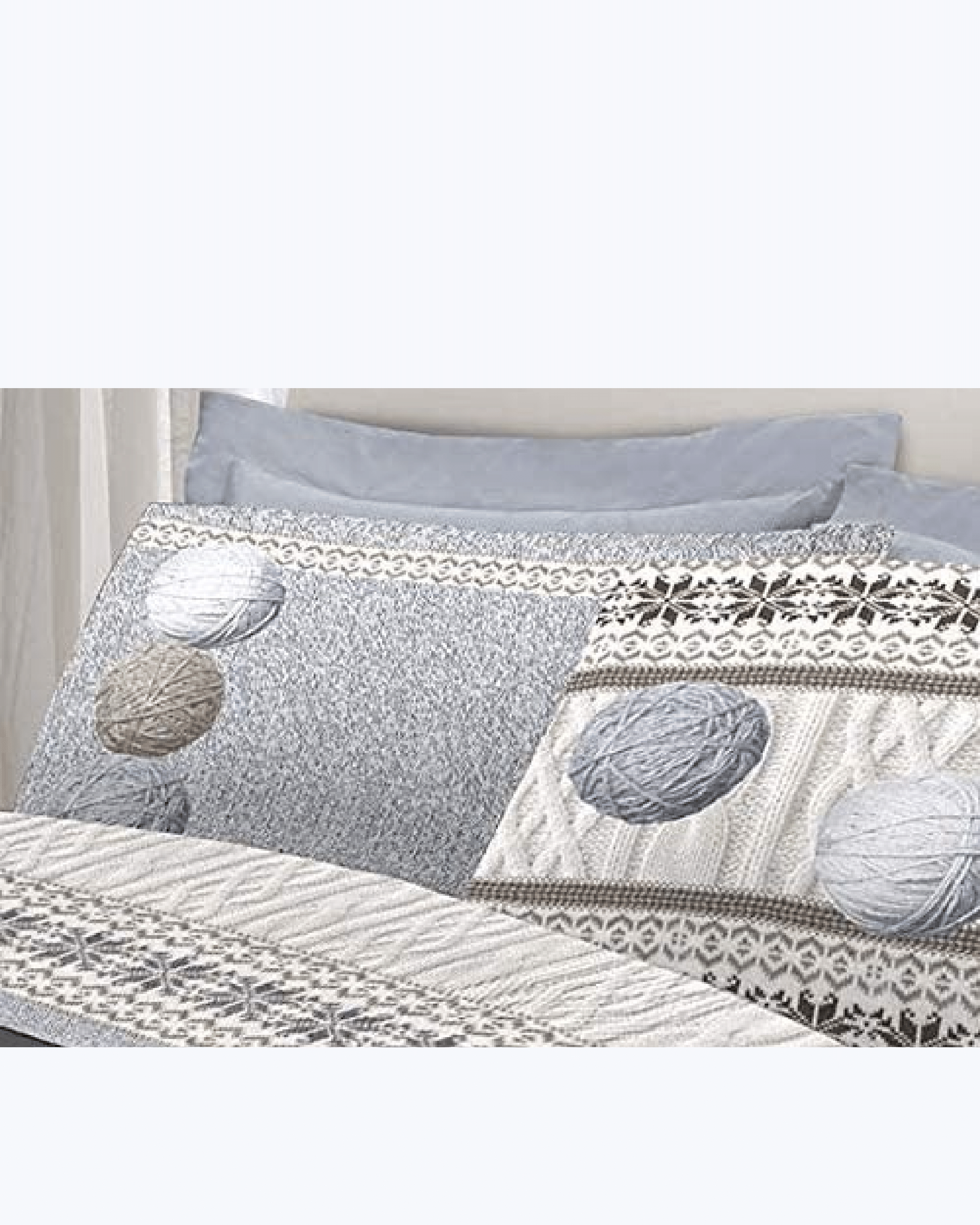 Set Lenzuola Letto in Cotone Made in Italy - Completo Letto Stampa Gomitoli