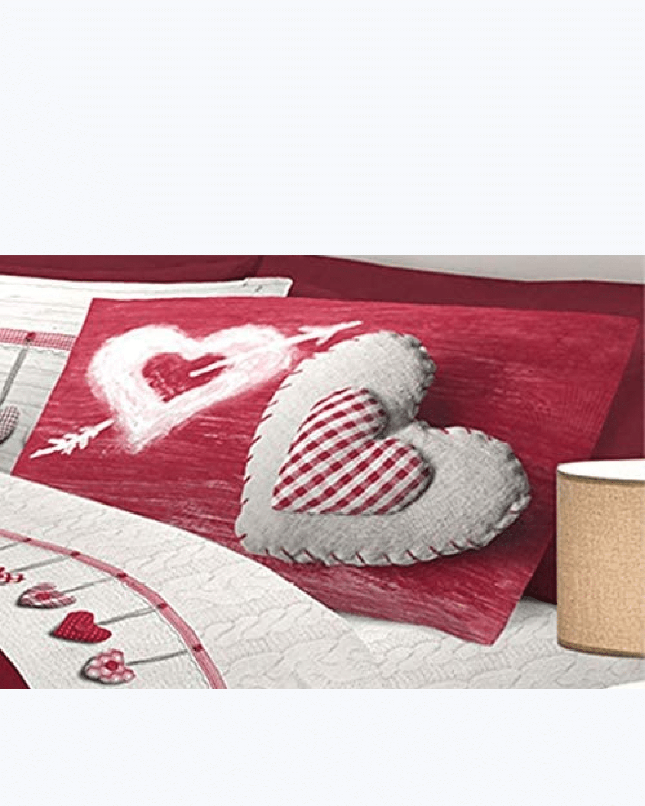 Set Lenzuola Letto in Cotone Made in Italy - Completo Letto Stampa Cuori Appesi