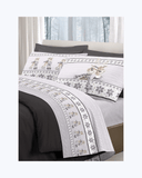 Set Lenzuola Letto in Cotone Made in Italy - Completo Letto Stampa Renna Grigio