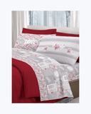 Set Lenzuola Letto in Cotone Made in Italy - Completo Letto Stampa Cuori Rosso