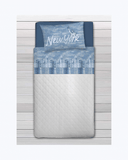 Set Lenzuola Letto in Cotone Made in Italy - Completo Letto Stampa New York Blu