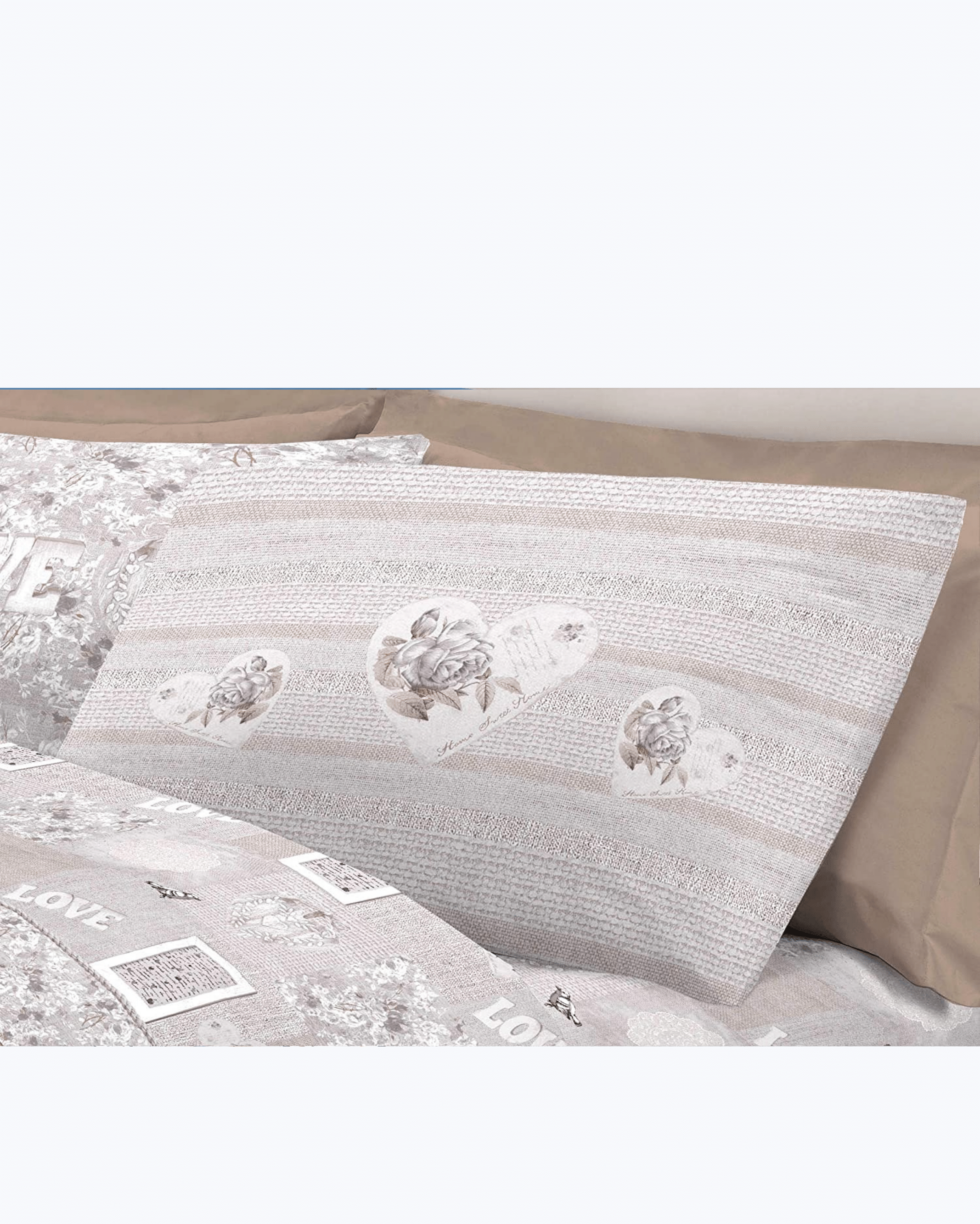 Set Lenzuola Letto in Cotone Made in Italy - Completo Letto Stampa Cuori