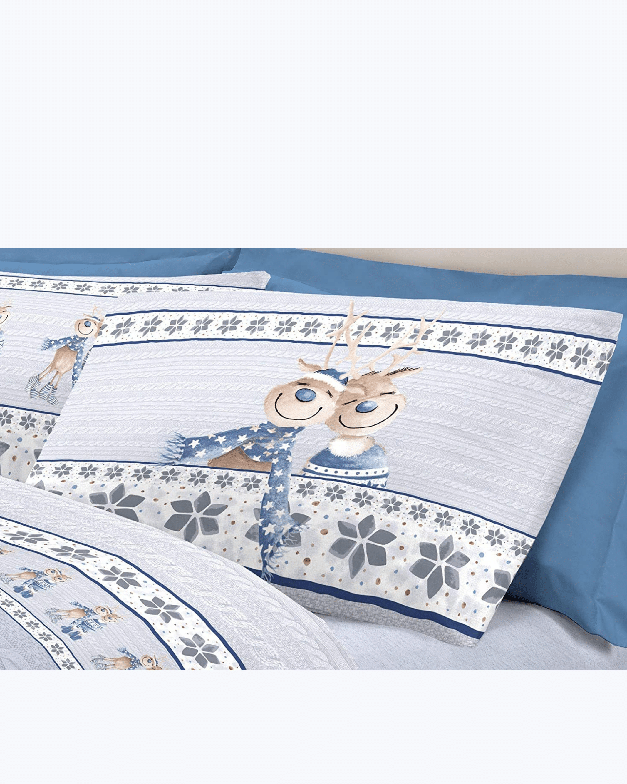 Set Lenzuola Letto in Cotone Made in Italy - Completo Letto Stampa Renna