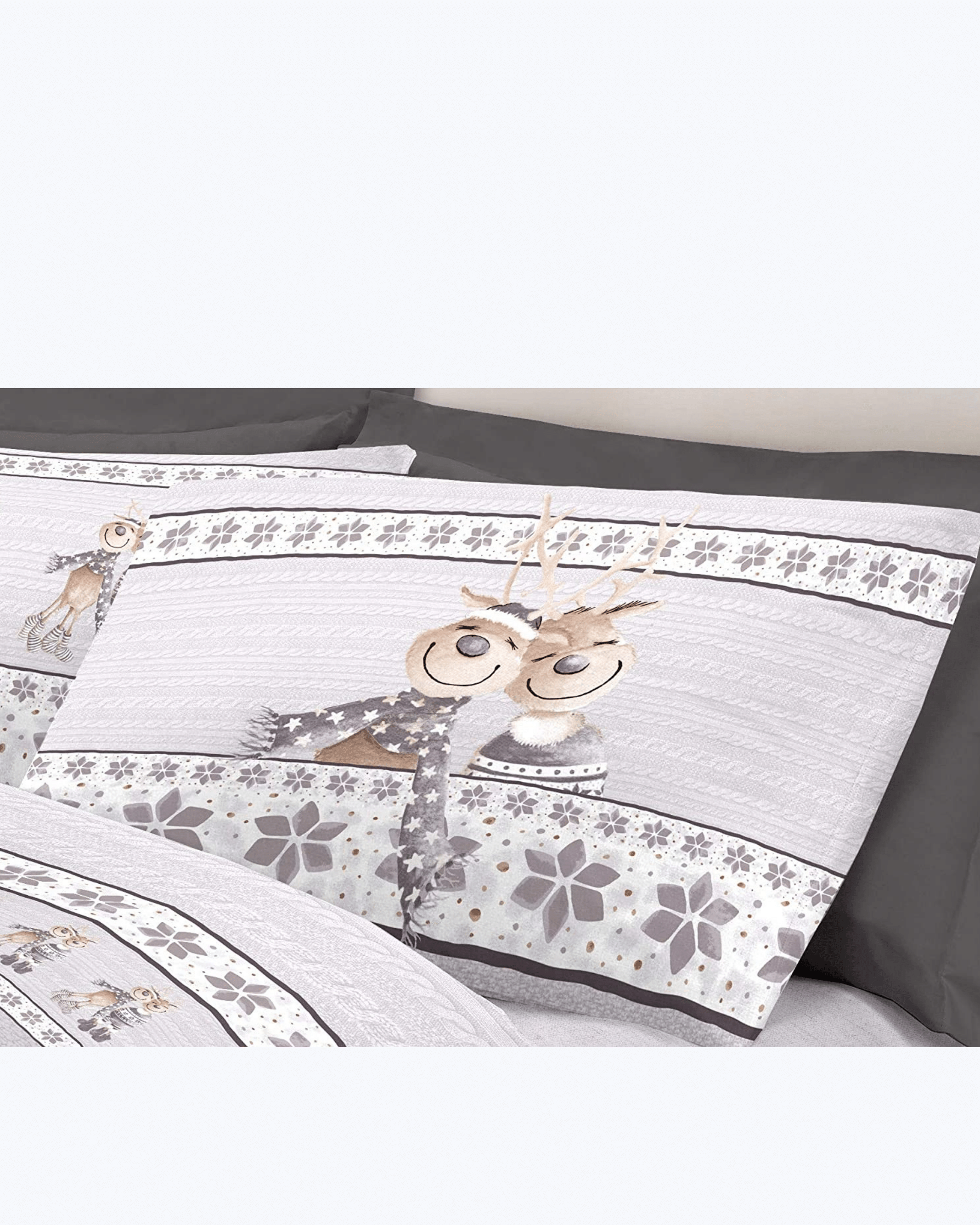 Set Lenzuola Letto in Cotone Made in Italy - Completo Letto Stampa Renna