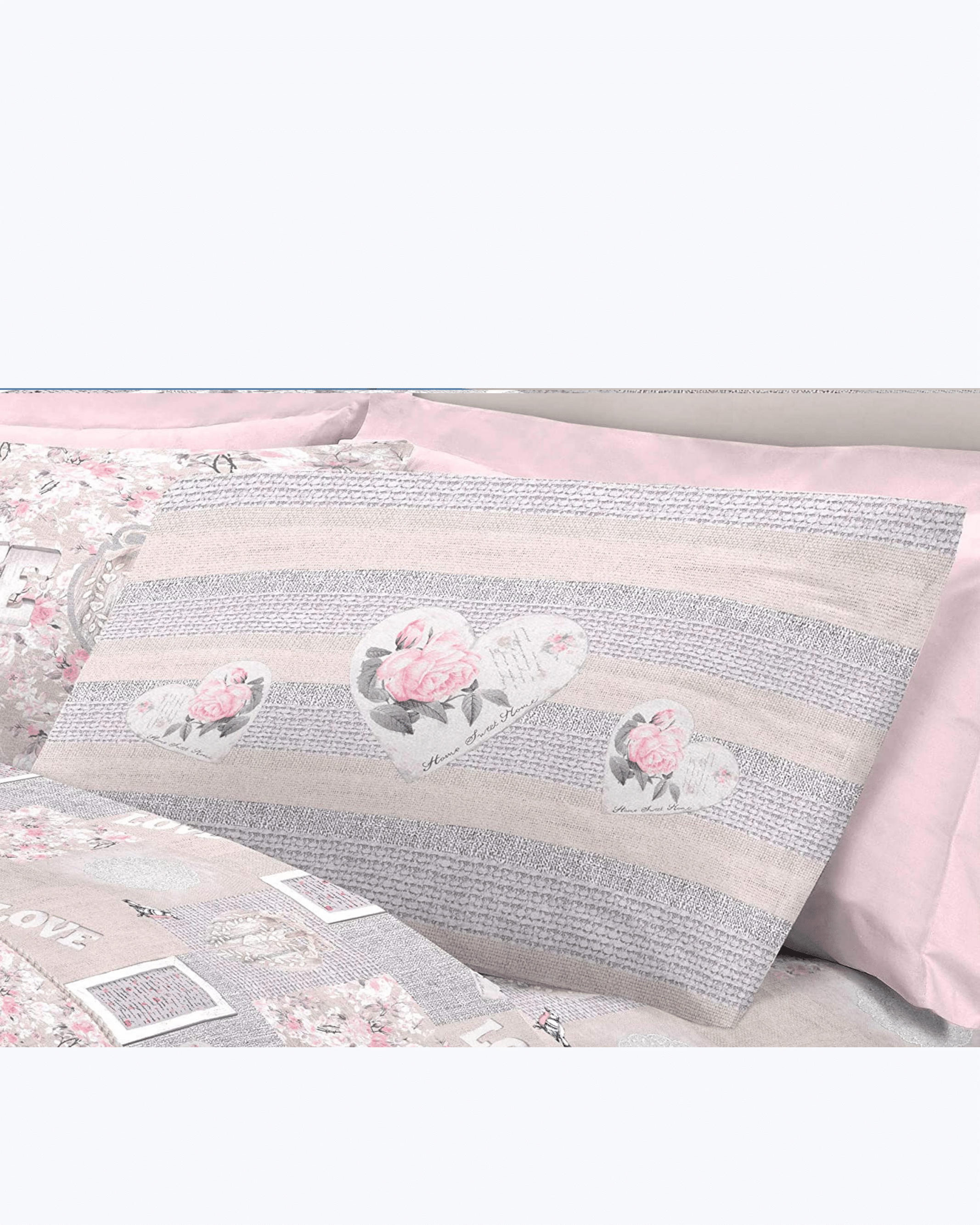 Set Lenzuola Letto in Cotone Made in Italy - Completo Letto Stampa Cuori