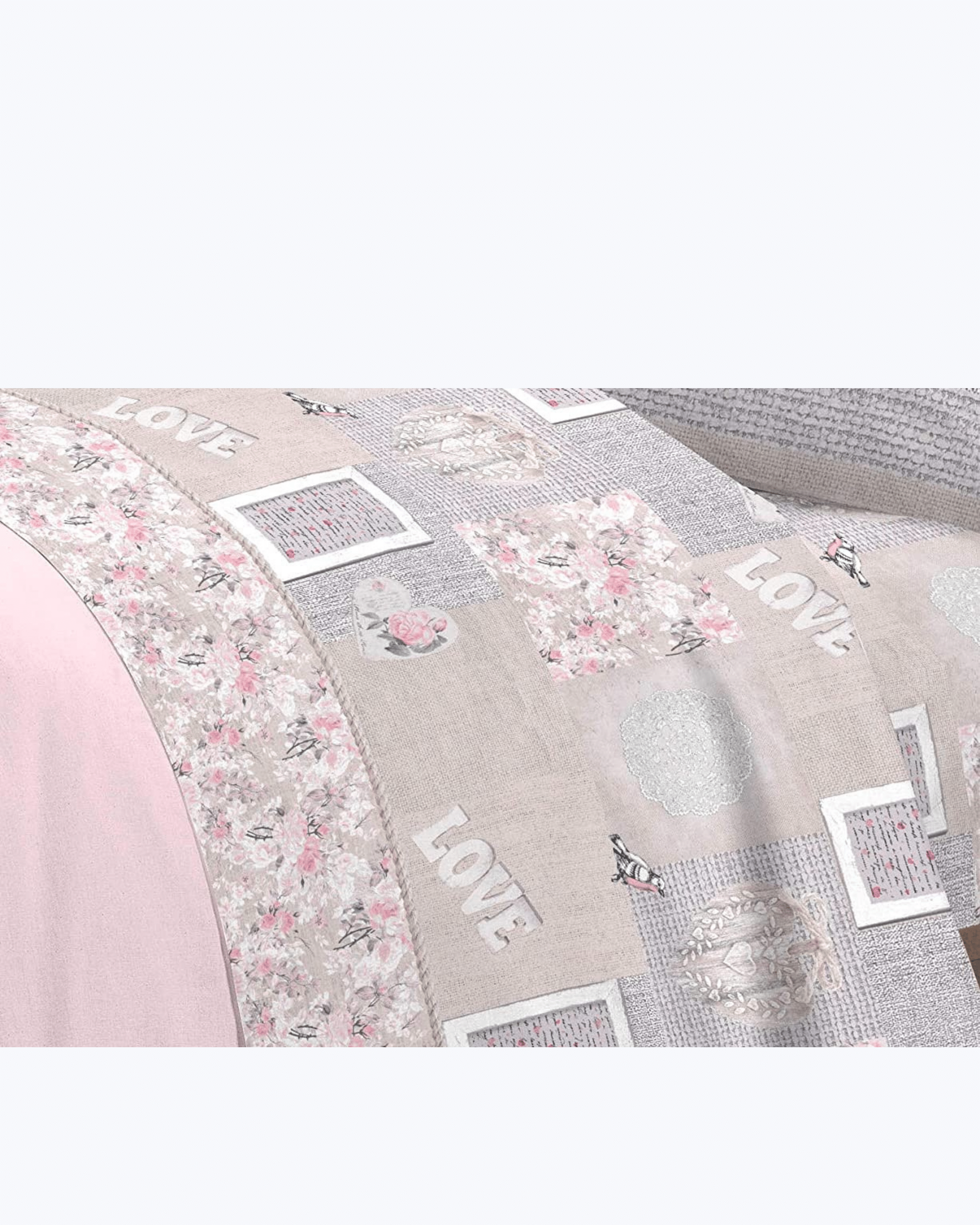 Set Lenzuola Letto in Cotone Made in Italy - Completo Letto Stampa Cuori