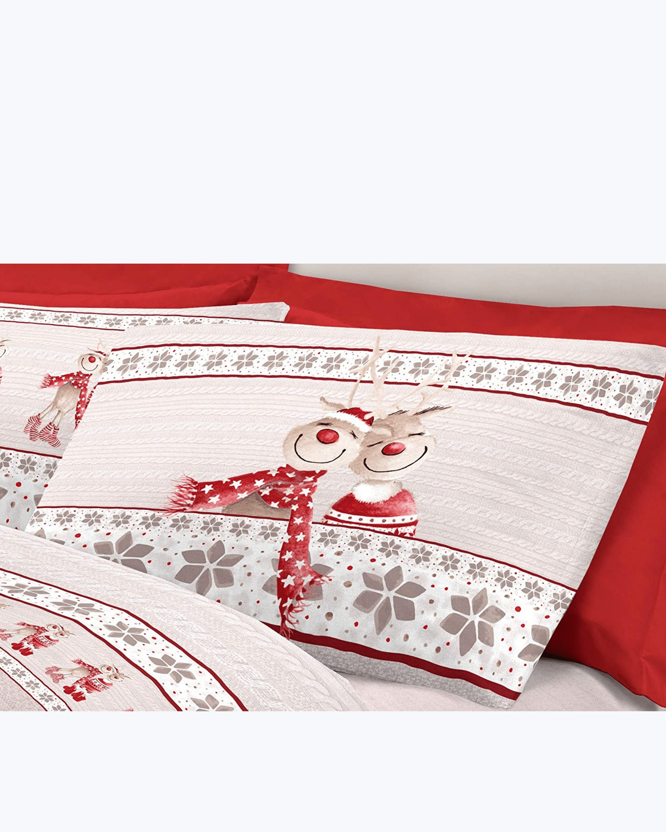 Set Lenzuola Letto in Cotone Made in Italy - Completo Letto Stampa Renna