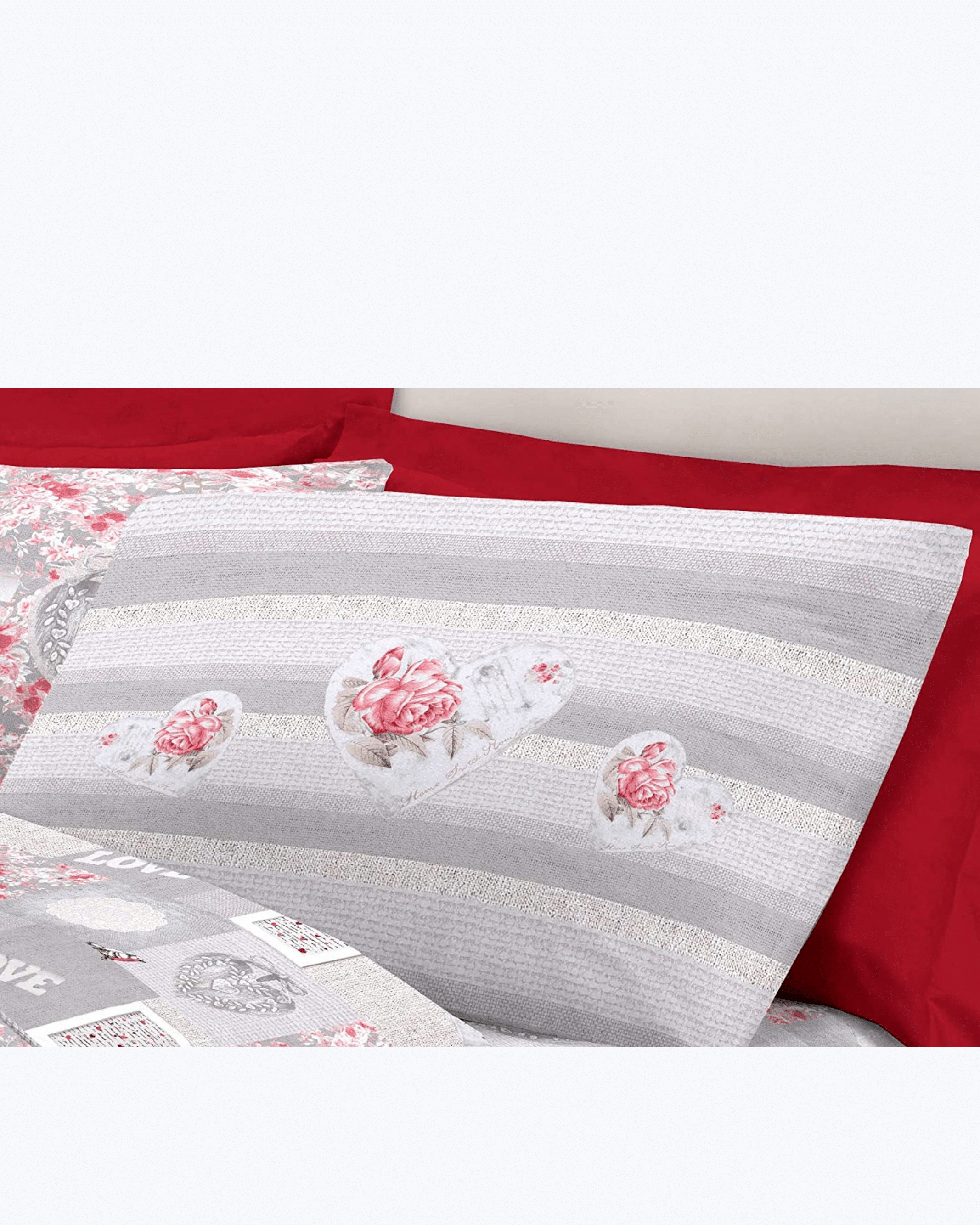 Set Lenzuola Letto in Cotone Made in Italy - Completo Letto Stampa Cuori