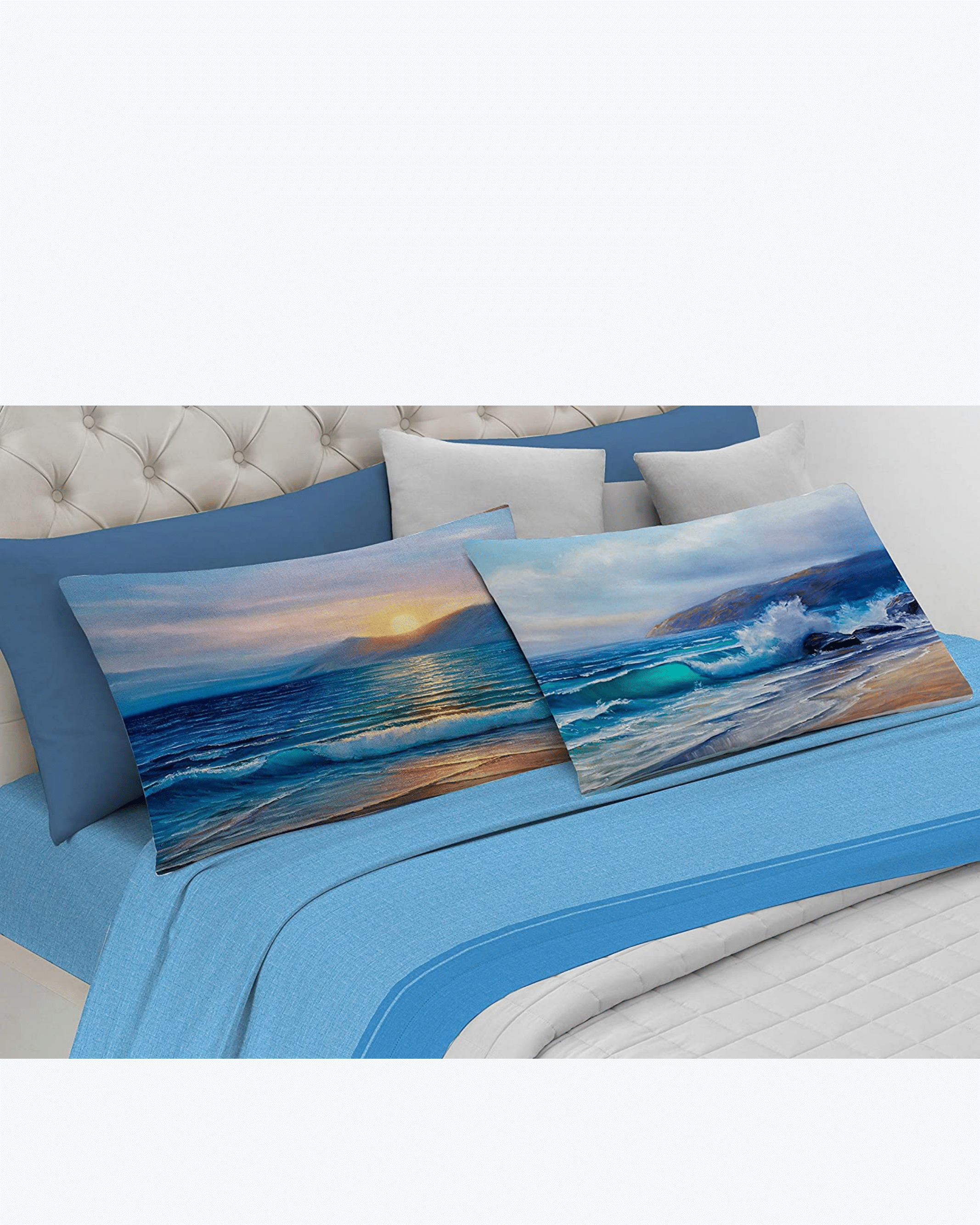 Set Lenzuola Letto Matrimoniale Made in Italy - Quadrifoglio e Coccinella Paesaggio Marino 2 Piazze