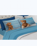 Set Lenzuola Letto Matrimoniale 100% Cotone Made in Italy - Occhioni di Cucciolo Orsacchiotti 2 Piazze