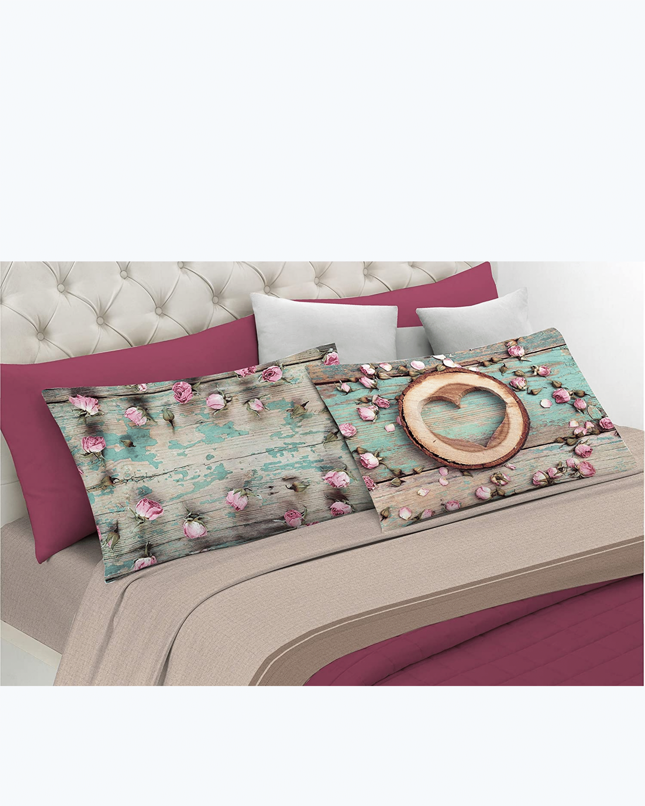 Set Lenzuola Letto Matrimoniale Made in Italy - Fantasia Rose Fiori Shabby 2 Piazze