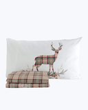 Set Lenzuola Letto in Cotone Made in Italy - Completo Letto Tartan con Cervi
