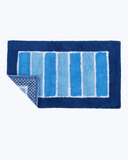 Tappetino Bagno Colorato in Morbido Pelo Lungo ed Righe in Rilievo Blu Scuro