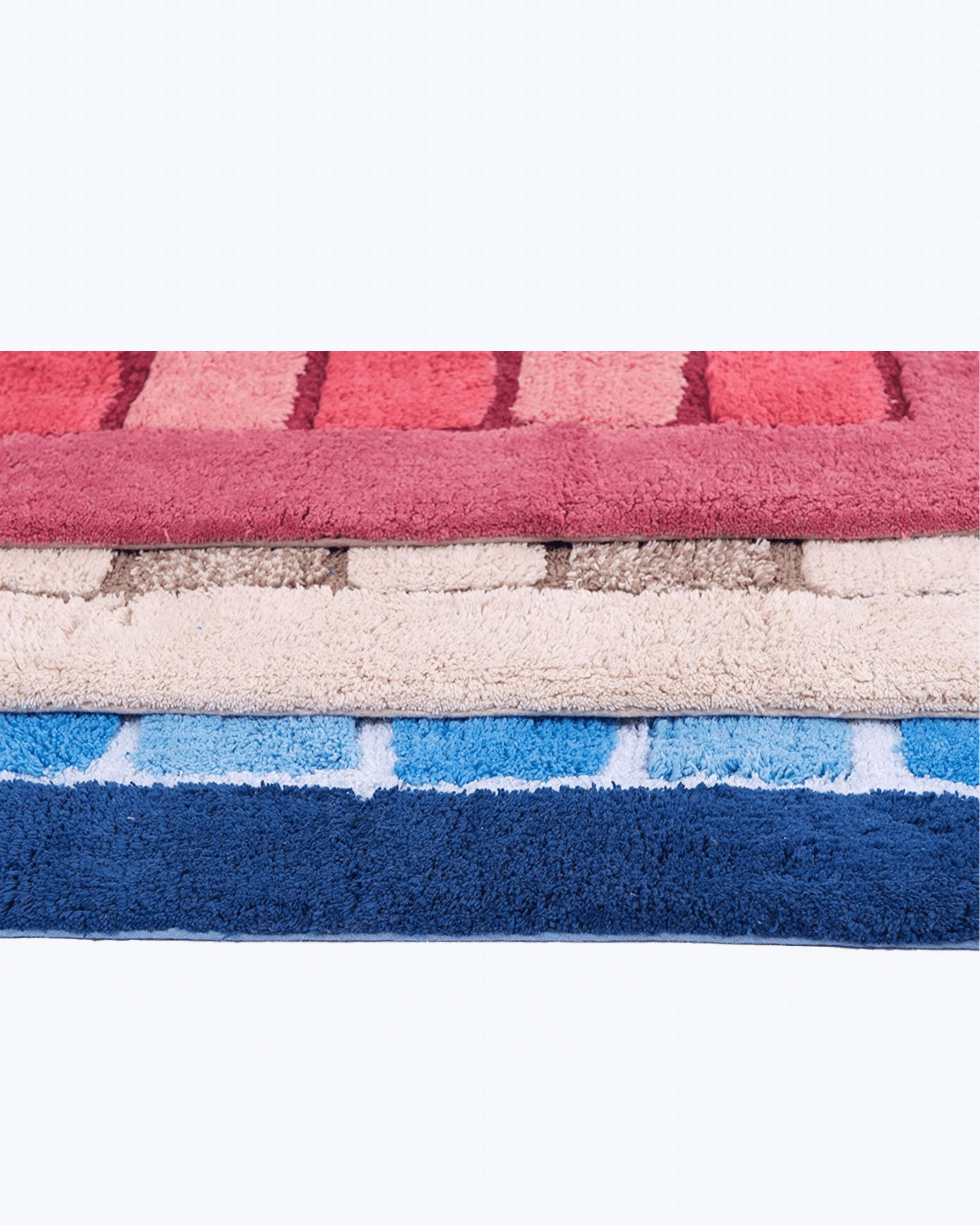 Tappetino Bagno Colorato in Morbido Pelo Lungo ed Righe in Rilievo