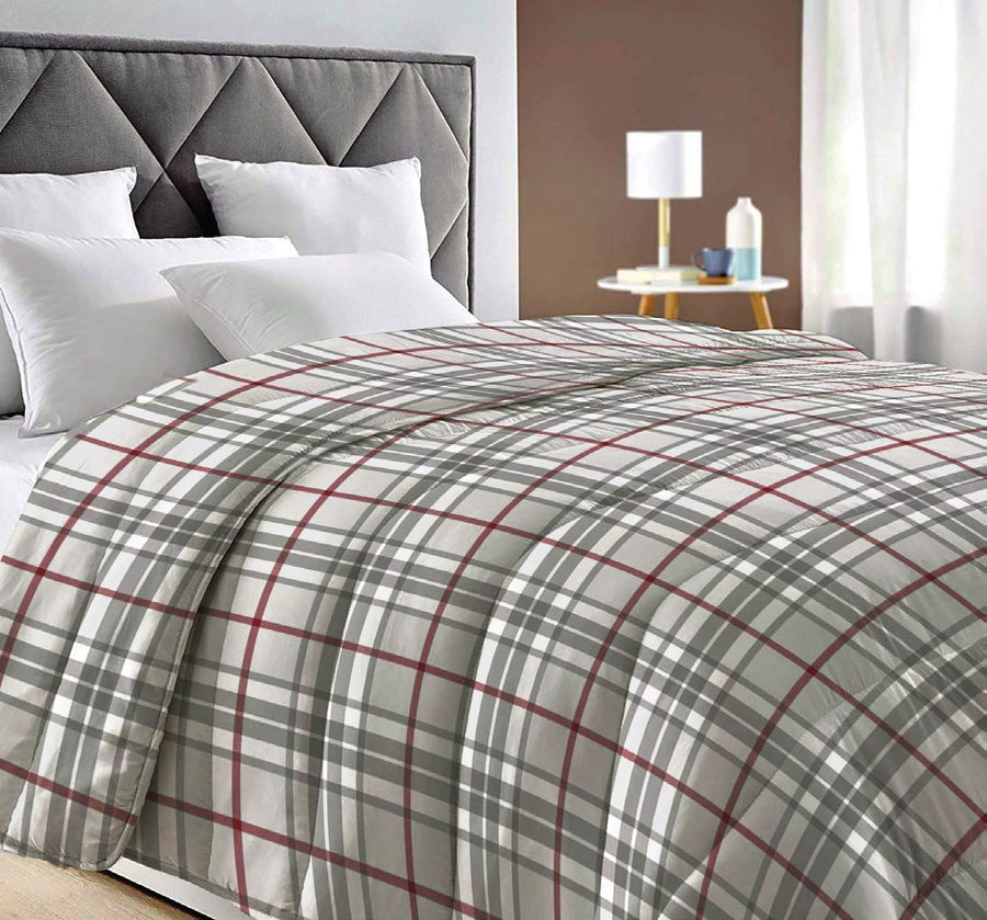 Piumone Invernale Made in Italy - Trapunta Invernale Fantasia Tartan Beige