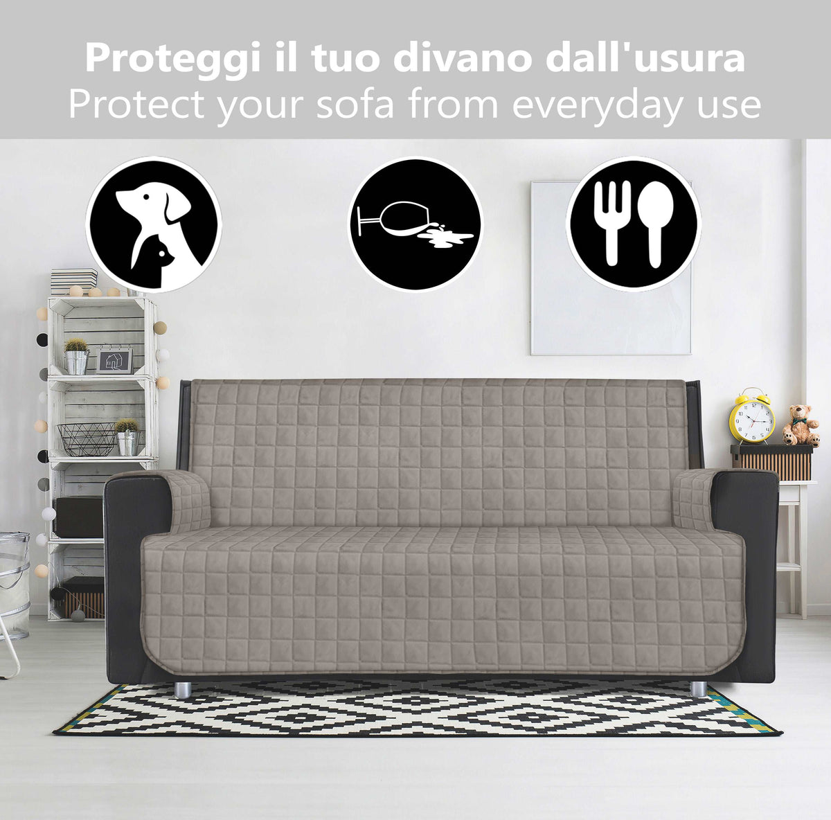 Copridivano / Copripoltrona Trapuntato in cotone - Fantasia Tinta Unita