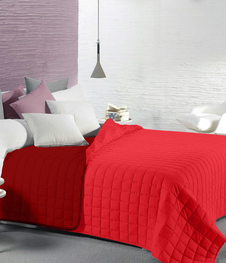 Copriletto Primaverile Trapuntato Reversibile 100 Grammi Bordeaux Rosso