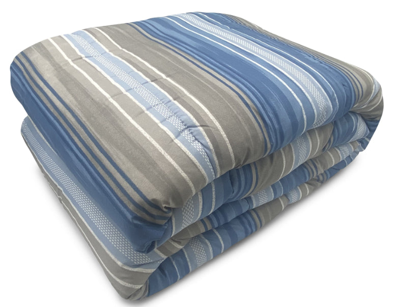 Piumone Invernale Made in Italy - Trapunta Invernale Fantasia Righe Azzurre Matrimoniale (260X260)