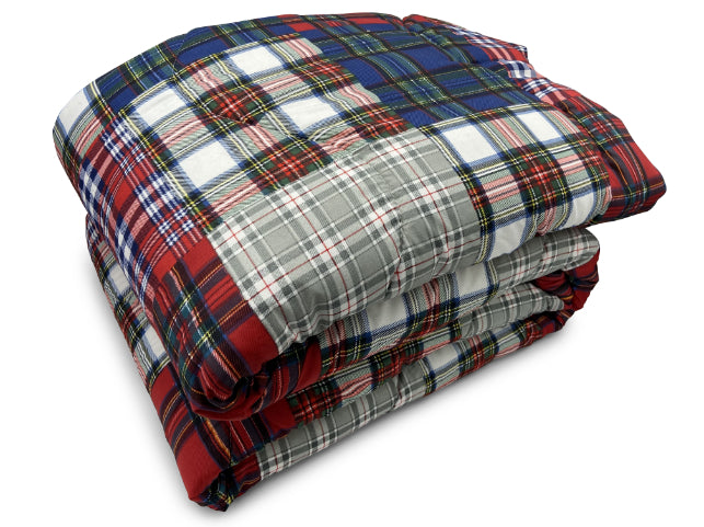 Piumone Invernale Made in Italy - Trapunta Invernale Fantasia Patchwork Rosso Matrimoniale (260X260)
