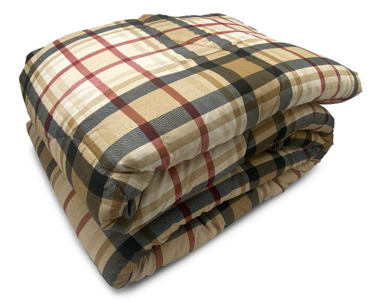 Piumone Invernale Made in Italy - Trapunta Invernale Fantasia Scozzese Beige Matrimoniale (260X260)