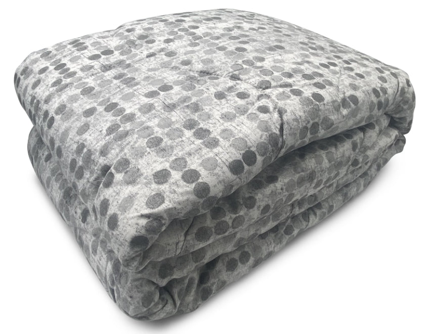 Piumone Invernale Made in Italy - Trapunta Invernale Fantasia Pois Grigio Matrimoniale (260X260)